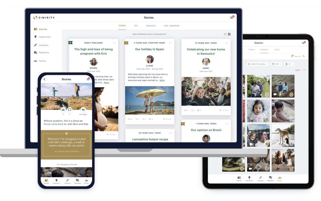 Simirity app displayed on multiple mobile, tablet and computer