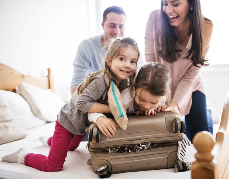 A family packed to go on holiday