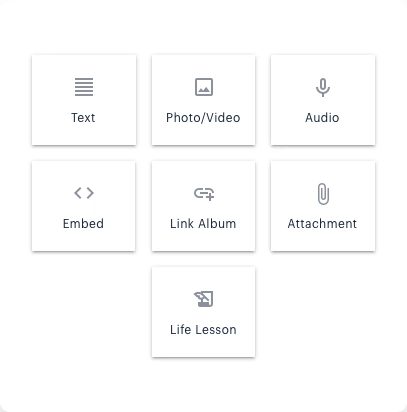 The types of digital elements you can add to an online family journal