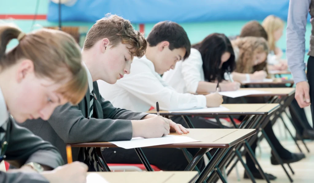 Children sitting an exam in school 