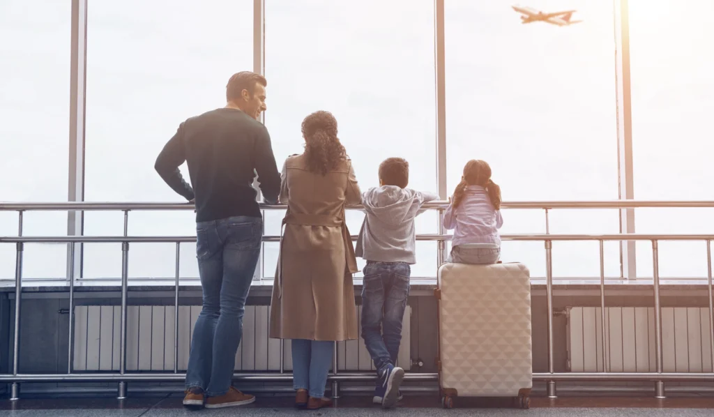A family at an airport