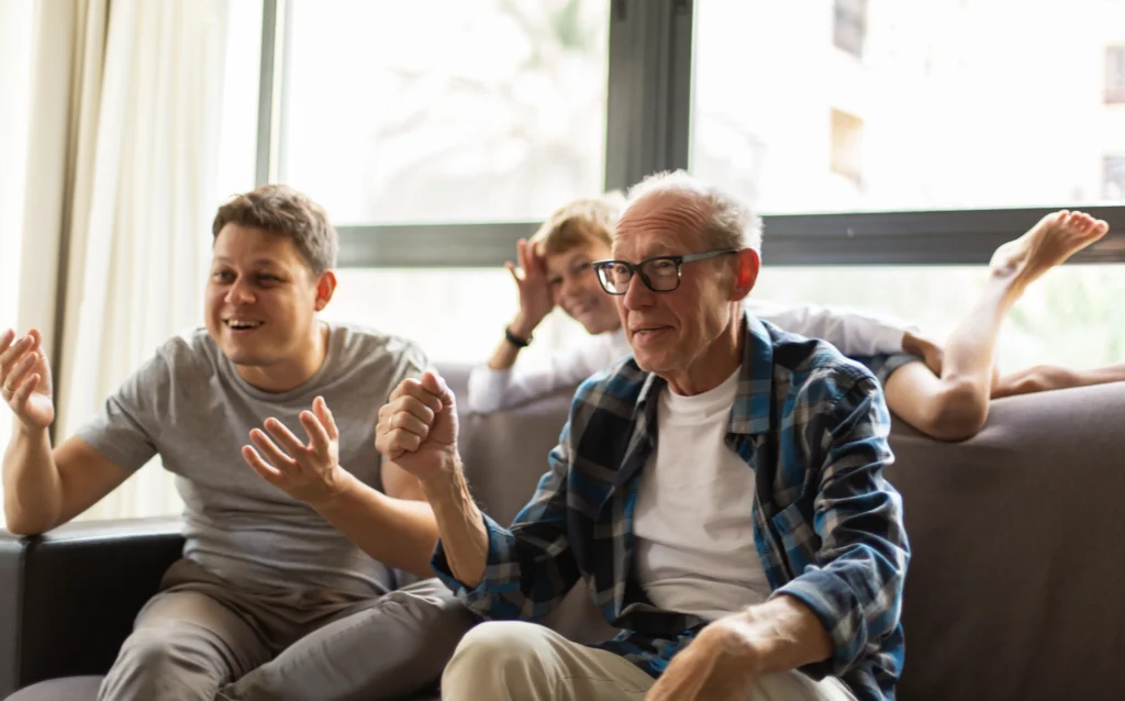 Three generations of a family living together