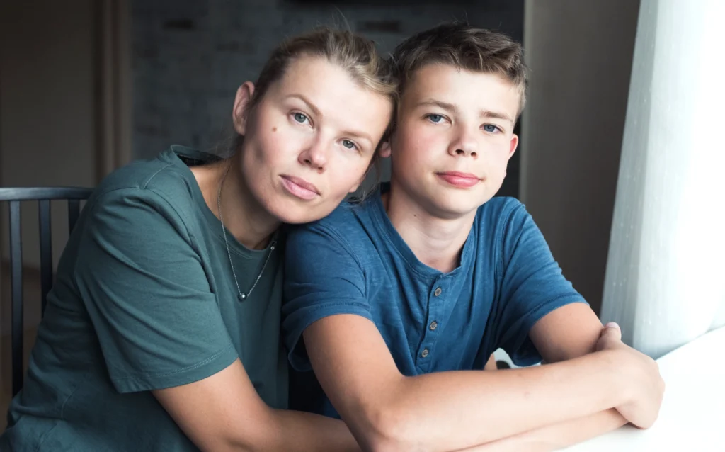 A mother with her teenage son