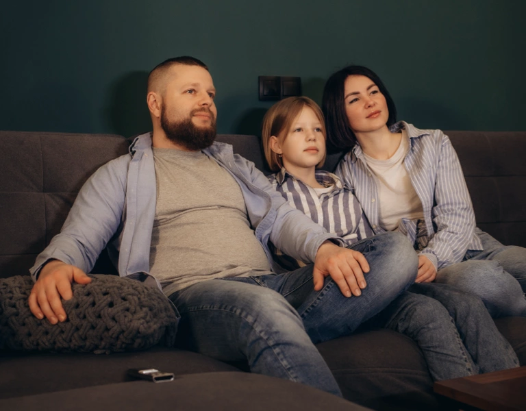 A family watching the Social Dilemma documentary on Netflix