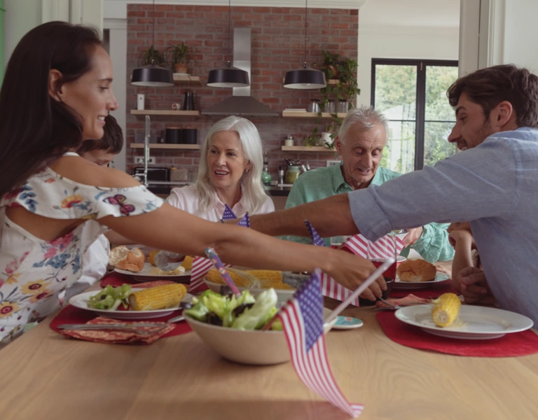 A family in the US sharing a meal