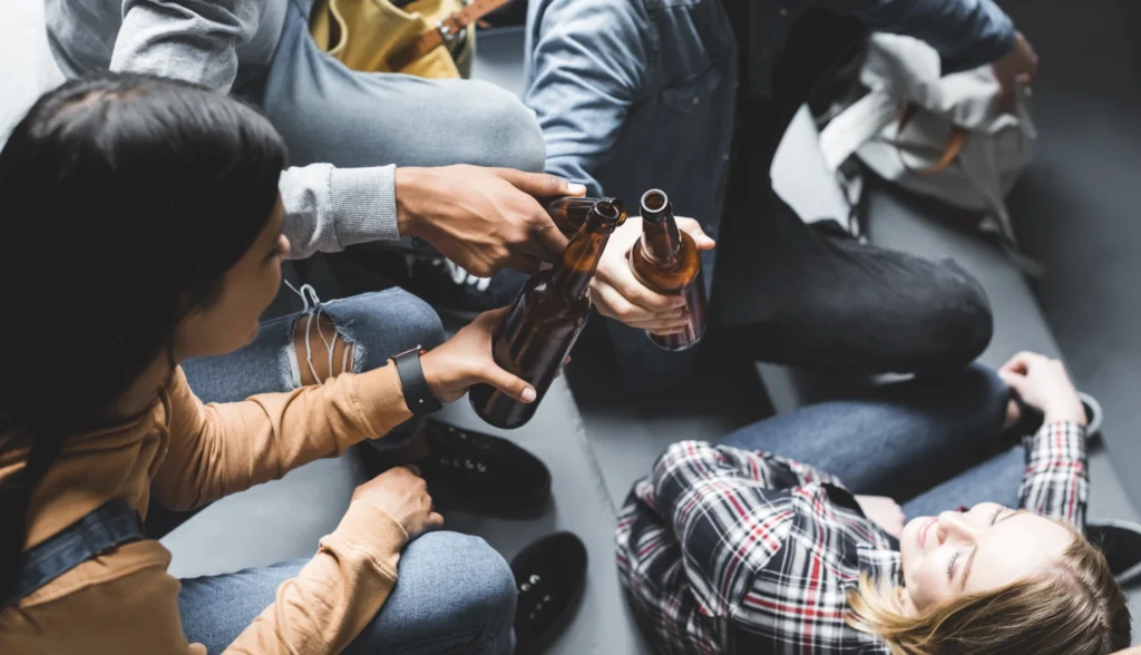 A group of teenagers drinking together, capturing the real social pressures that test the morals and beliefs parents try to instil at home.
