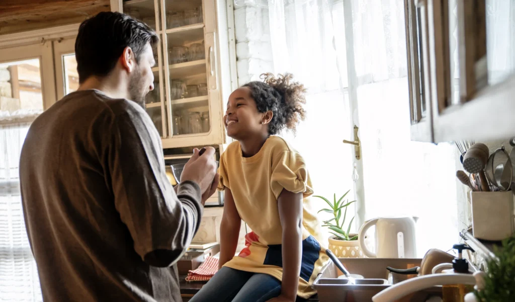 A father teaching family values to his daughter without her even realising 