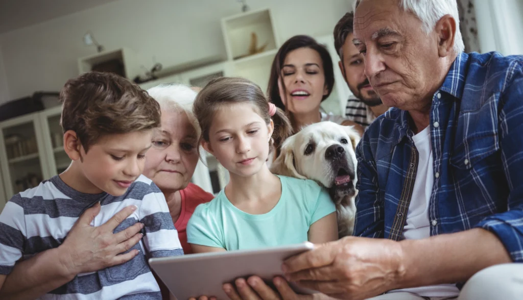 A digital family journal being read by many family members