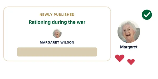 A requested story arriving from Margaret, with hearts from the family.