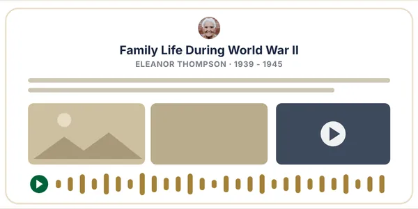 A family story open in Simirity, with words, photos, a voice recording and video.